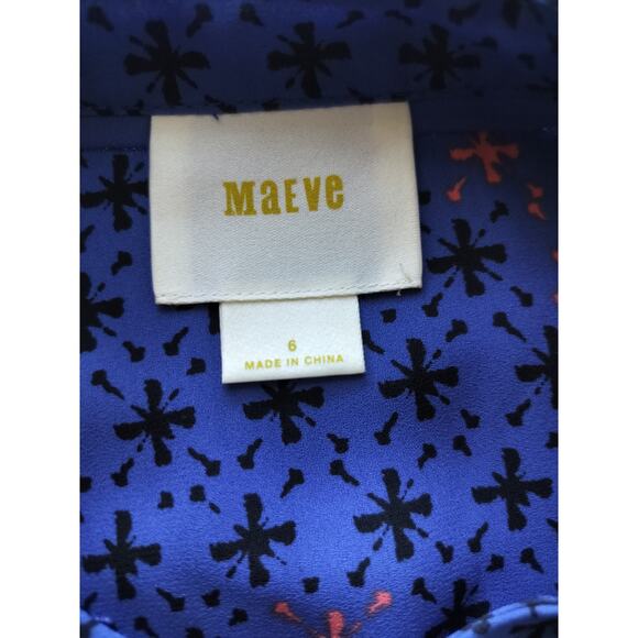 Maeve by Anthropologie Women's Blue Printed Eva Cobalt Wrap Blouse Top Size 6 - Picture 10 of 11